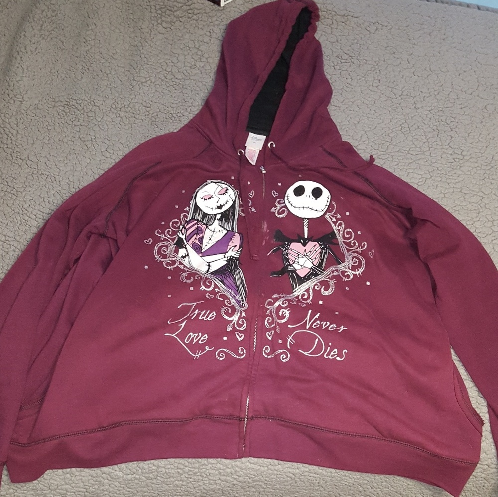 Nightmare Before Christmas Maroon Hoodie Plus